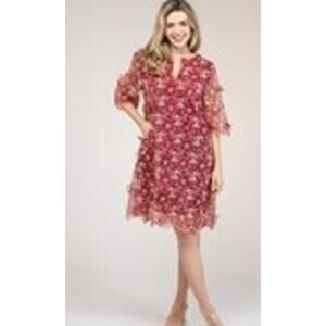 NWOT Beau & Ro Cornelia Mini Dress in Red Petal Women’s Sz. XL